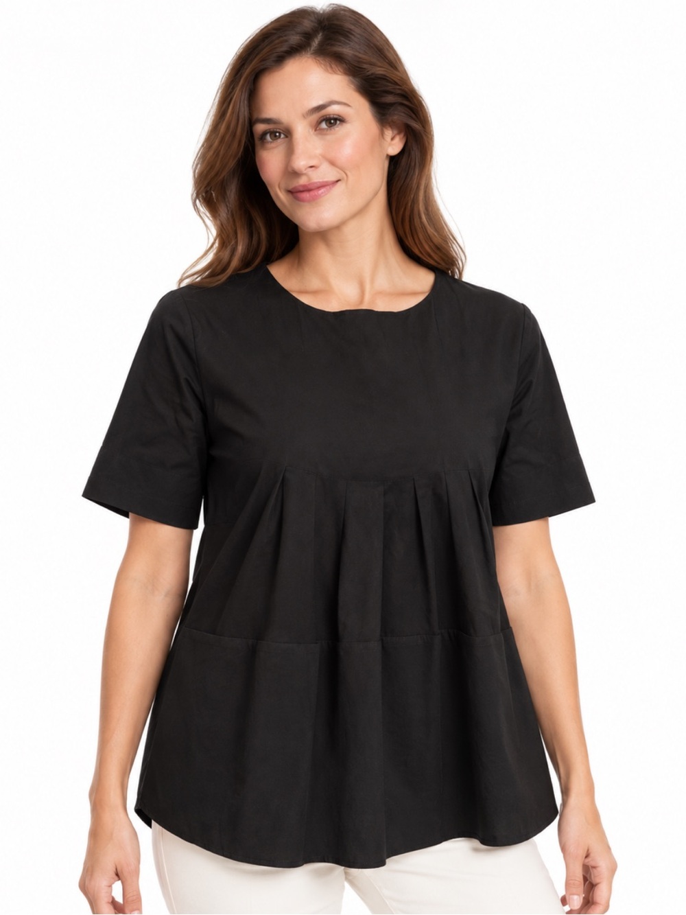 Alpha Studio Black top Flowy Relax Fit Short Sleeve Top Medium​